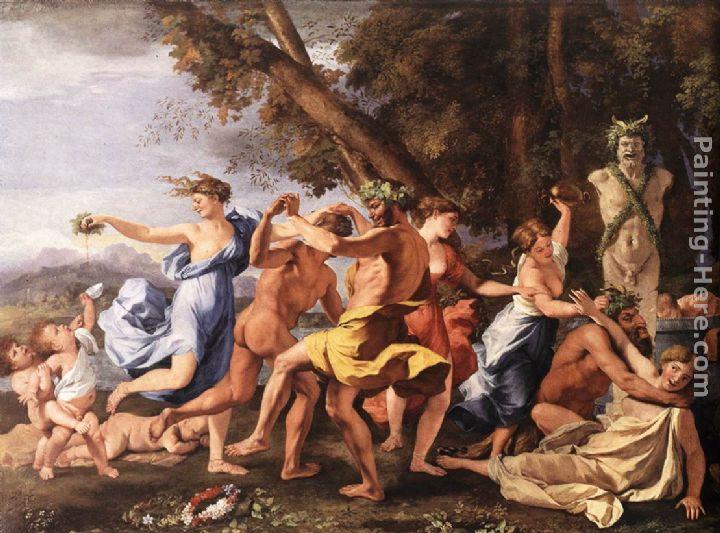 Nicolas Poussin Bacchanal before a Statue of Pan